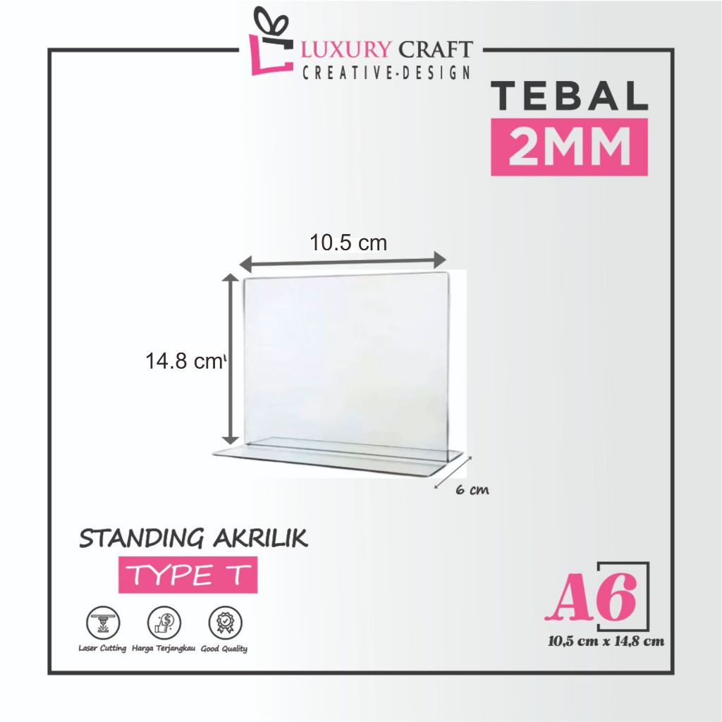 

Tempat Brosur Akrilik / Tent Card Holder Qris Barcode / Nomor Menu Meja Portrait & Landscape T - Ukuran A6 2mm