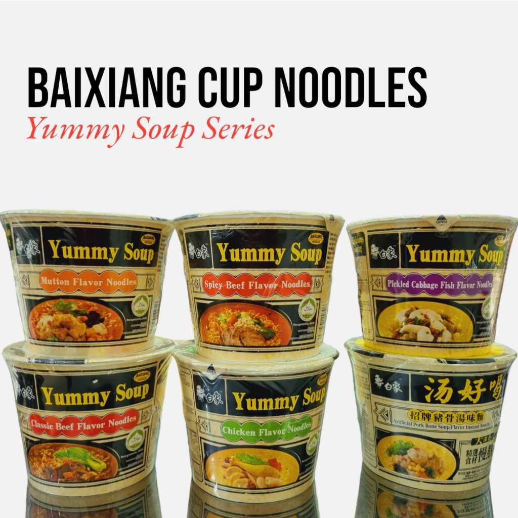

Baixiang Instant Cup Noodles YUMMY SOUP Series 111gr