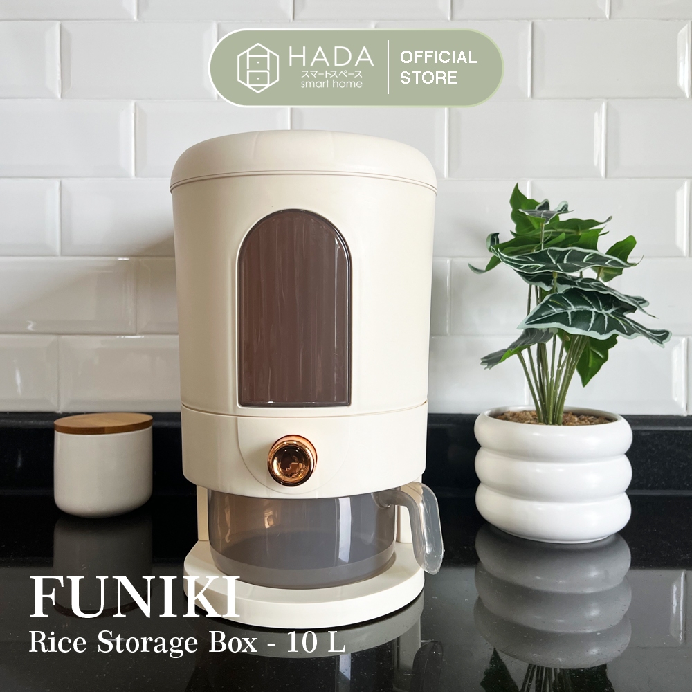 [HADA] FUNIKI Rice Dispenser Storage Muji Style Tempat Penyimpanan Beras Estetik dengan Tombol dan G