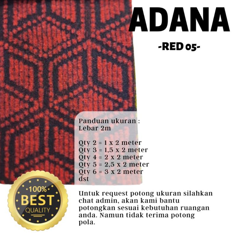 Karpet Lantai Bludru Motif Kapet Meteran min order 0.5x2m Adana Red 05