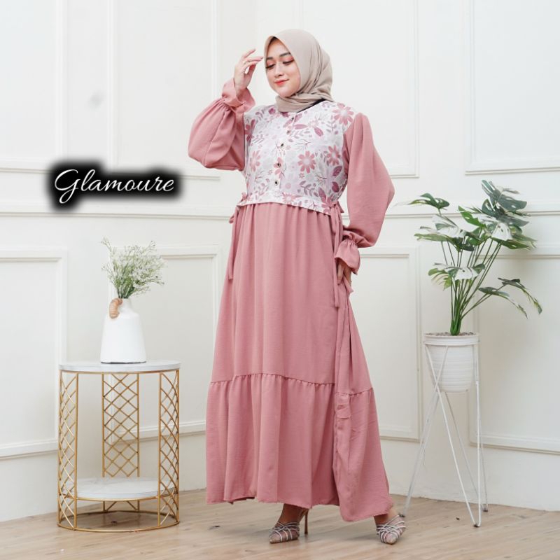 Gamis Cringkle Premium Semi Motif - Gamis Kondangan Terbaru