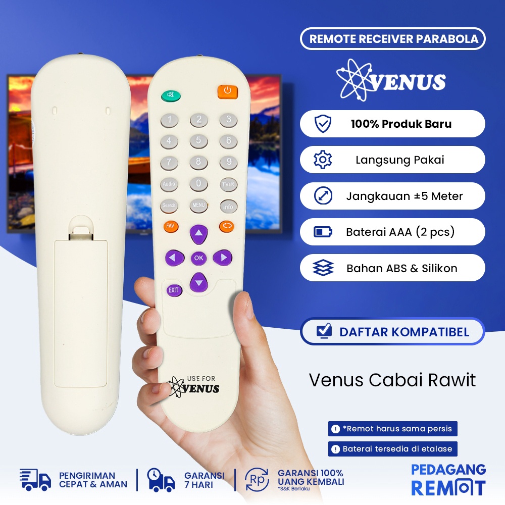 PRODUCT HOT Remote STB Venus Cabai Rawit Digital  Remot Set Top Box Receiver Parabola Venus Cabe Raw
