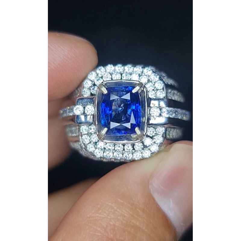 natural blue sapphire srilanka sim to royal blue memo safir memo cgl ring silver