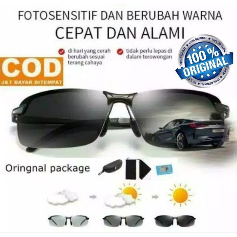 MURAH Kacamata Polarized Photochromic Pria Wanita  Kacamata Anti Silau Siang Malam Polarized Photoch