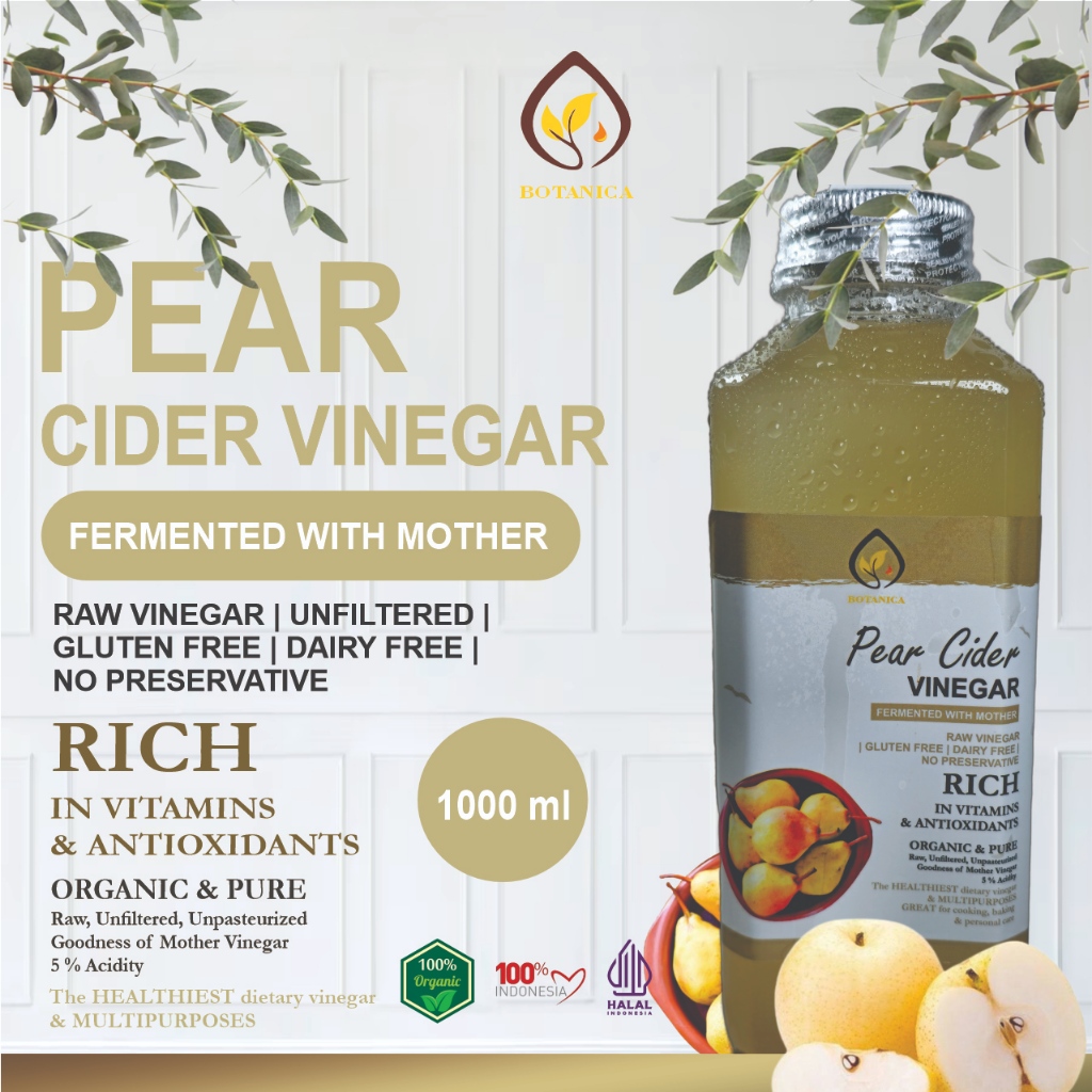 

Botanica Cuka Buah Pir 1000ml dengan Endapan Mother Fermentasi Probiotik / Pear Cider Vinegar Bragg