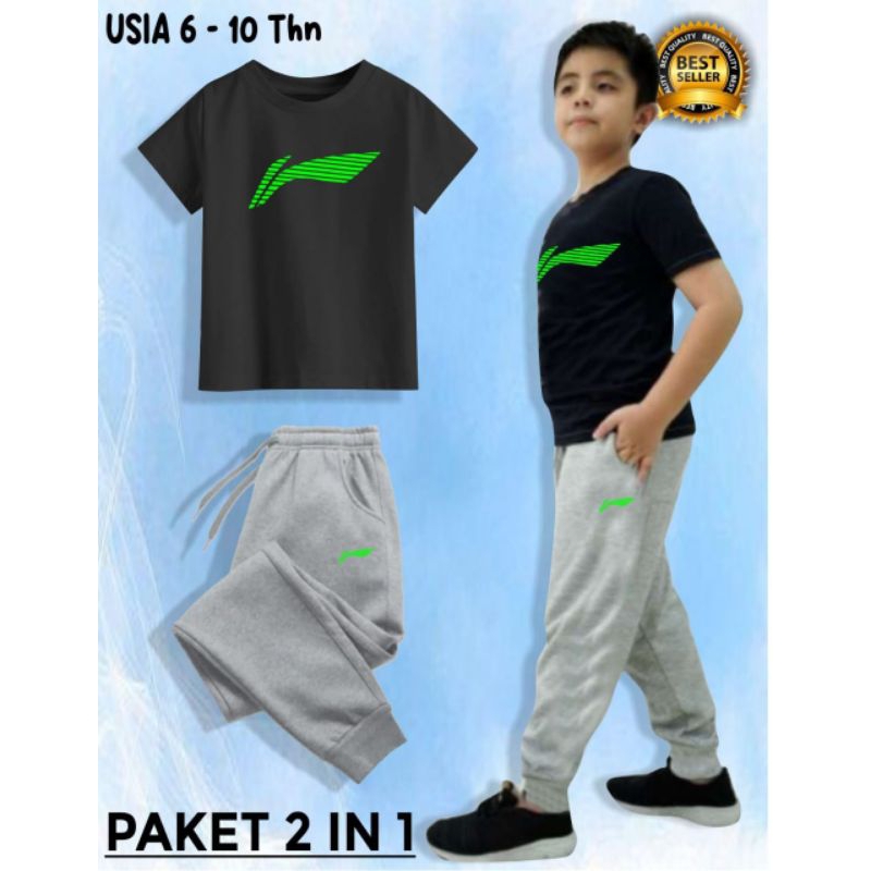 Paket set anak baju anak dan celana panjang anak badminton pria wanita