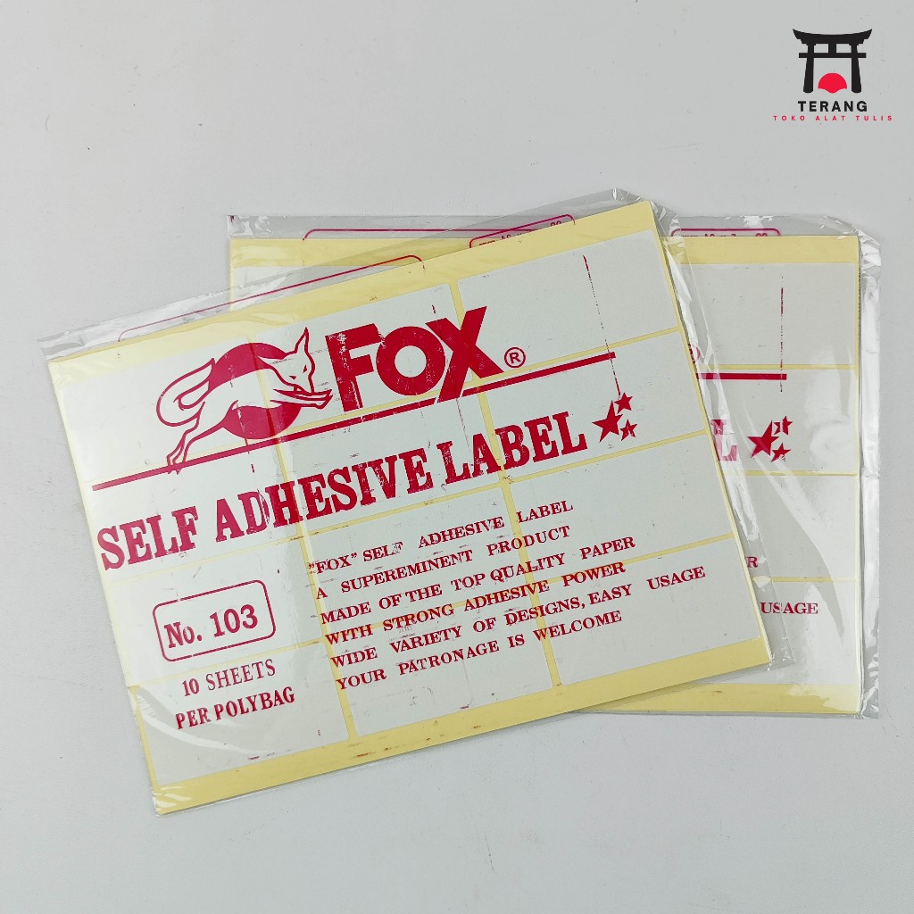 

5Pak Stiker Label Fox No 103 isi 50 Lembar Label Undangan Tempelan harga