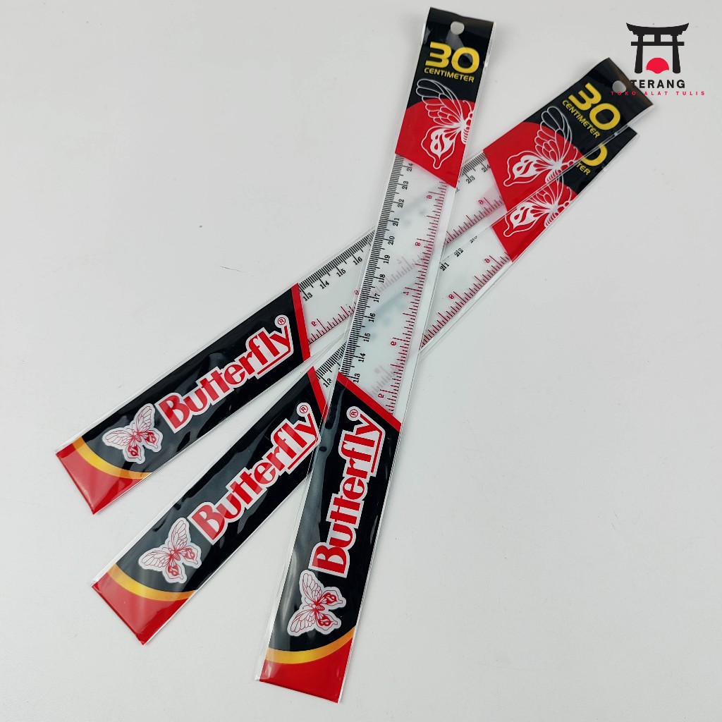 

Penggaris Butterfly 30cm Mistar Ruller panjang Transparan