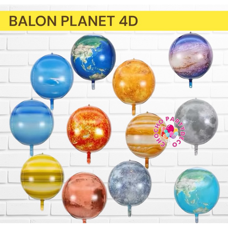Balon PLANET 4D / Balon Foil Planet Bumi Bulan Merkurius Mars Venus Jupiter Matahari