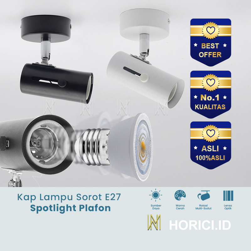 HORICI Lampu Sorot E27 Spotlight Fitting / Lampu Sorot Spot Track Rell Plafon E27 / Spotlight LED
