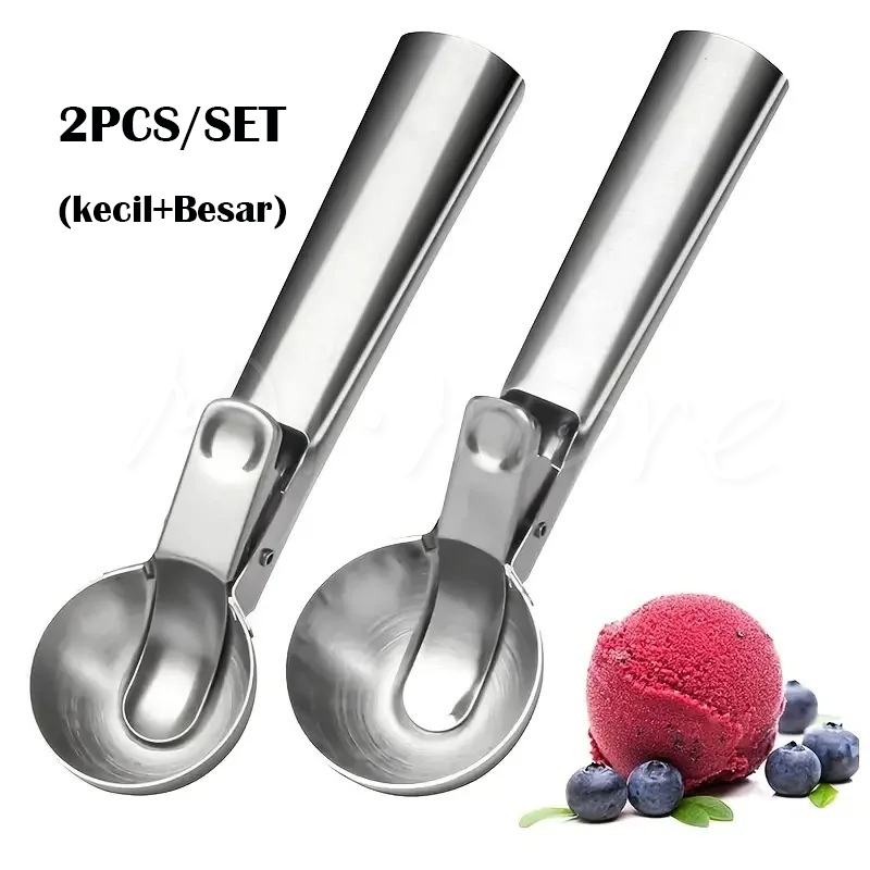 Mi.more Sendok Es Krim 2Pcs/Set(Kecil+Besar) Stainless Steel Sendok Es Krim Semangka Baller Sendok B