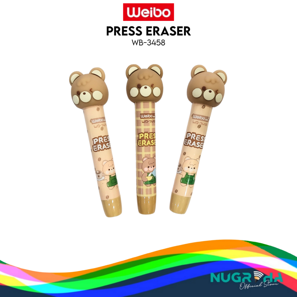 

WEIBO 3458 PENGHAPUS PENSIL MEKANIK PRESS ERASER BERUANG KOPI LUCU ANAK