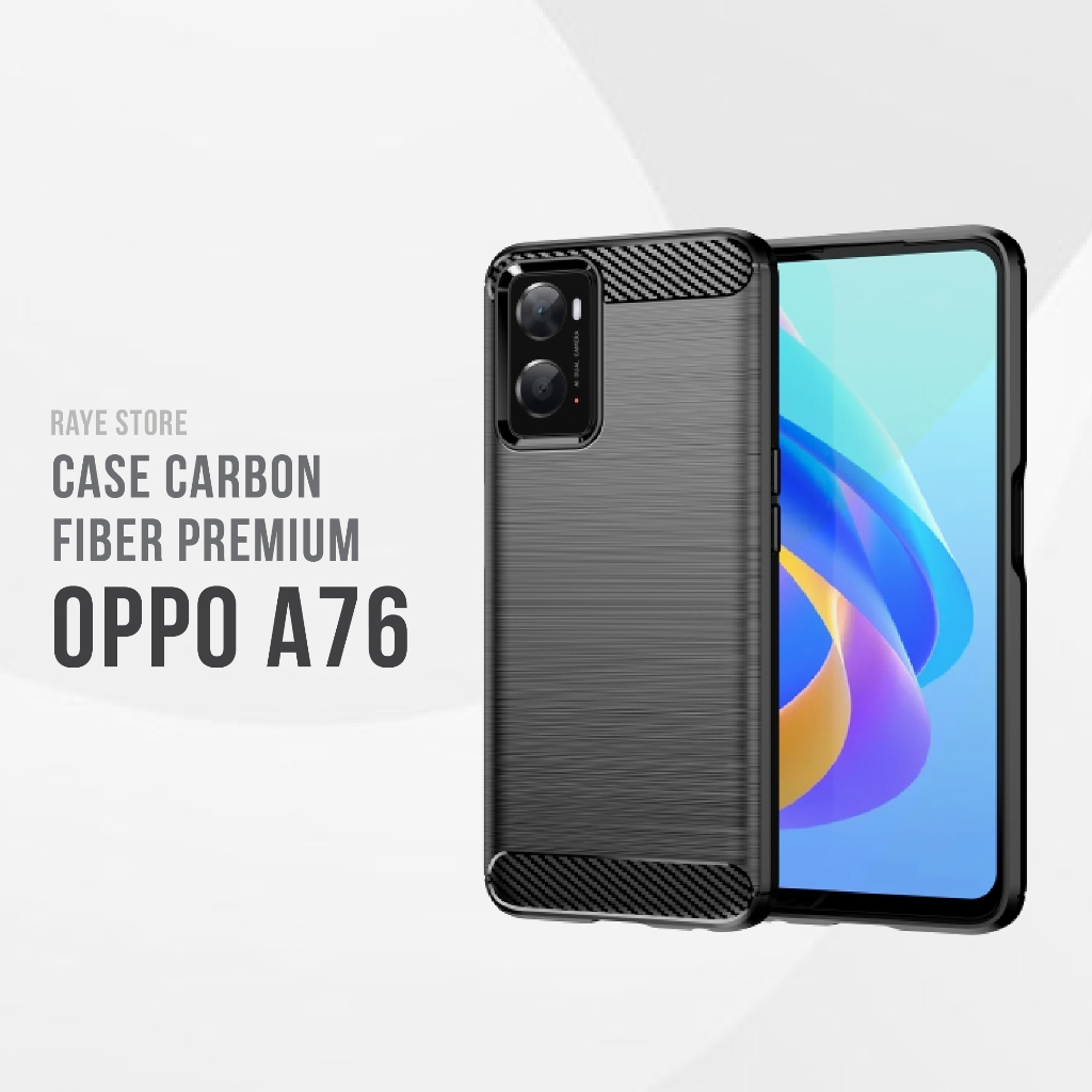 Case Hp For OPPO A76 / A96 Casing Rugged Armor Carbon Fiber Slim Fit Softcase