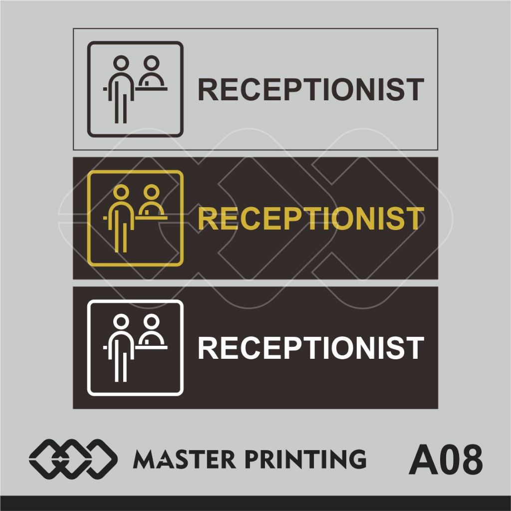 

A08 - Akrilik Receptionist (Resepsionis), Acrylic Sign, Tahan Air, Tidak Pudar, Murah, Bisa Custom