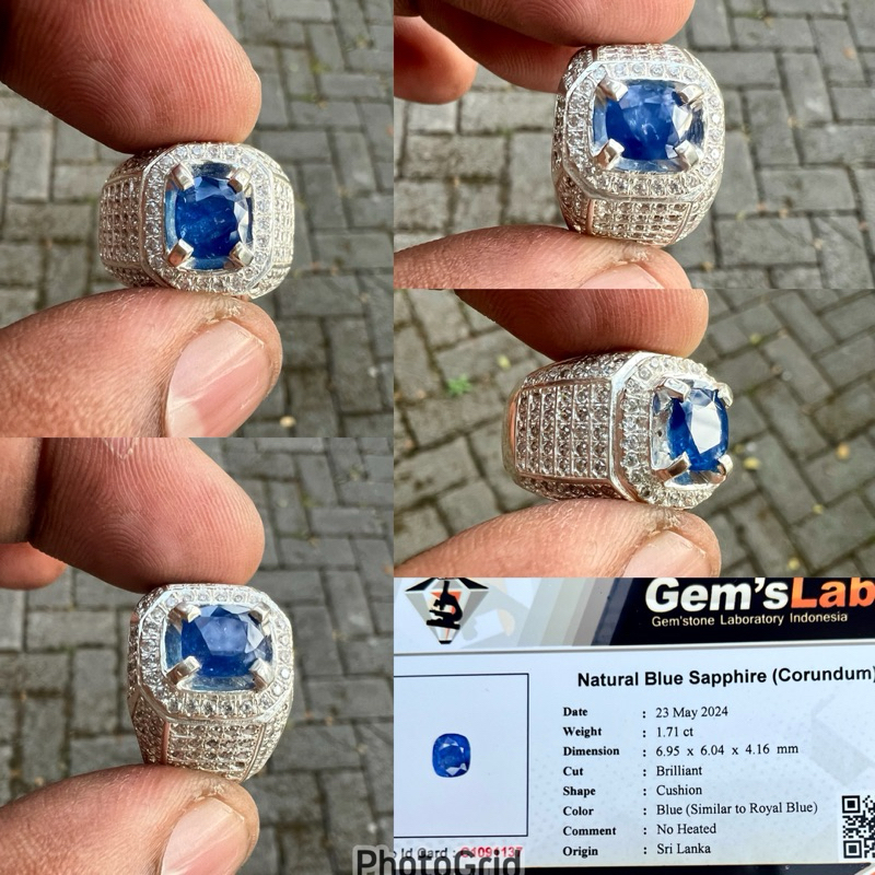 Cincin batu Blue Safir Ceylon srilanka natural Blue sapphire cylon srilangka Ring Perak similar to r