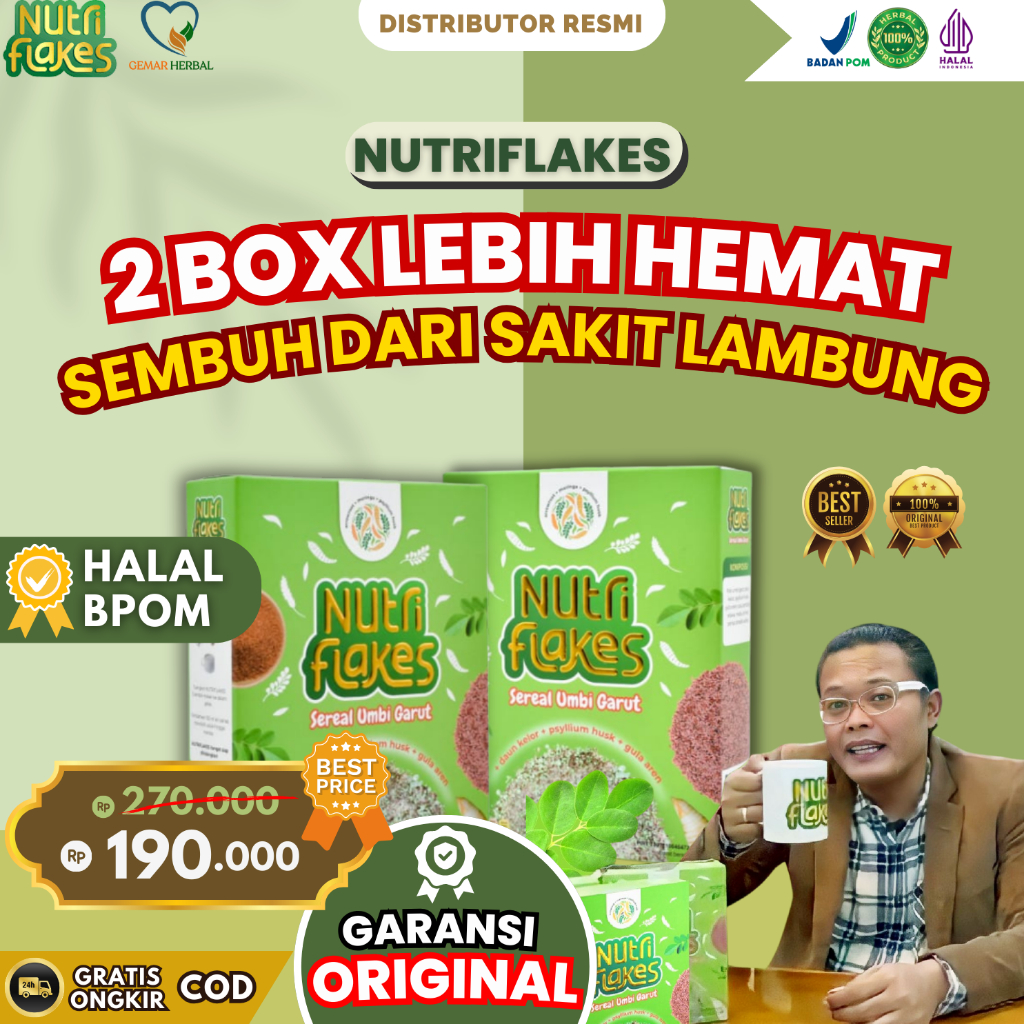 

(Paket 2 Box) Nutriflakes Original - Sembuhkan Sakit Lambung Harga Hemat