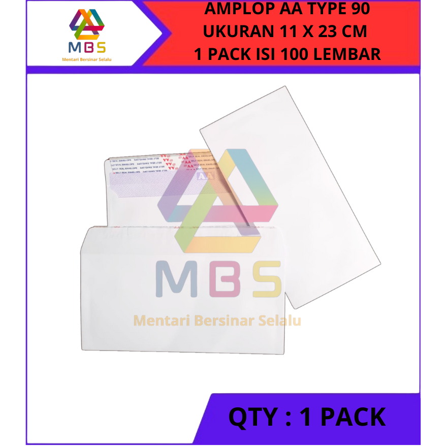 

AMPLOP AA PUTIH POLOS PANJANG TYPE 90 UKURAN 11 X 23 CM 1 PACK ISI 100 LEMBAR