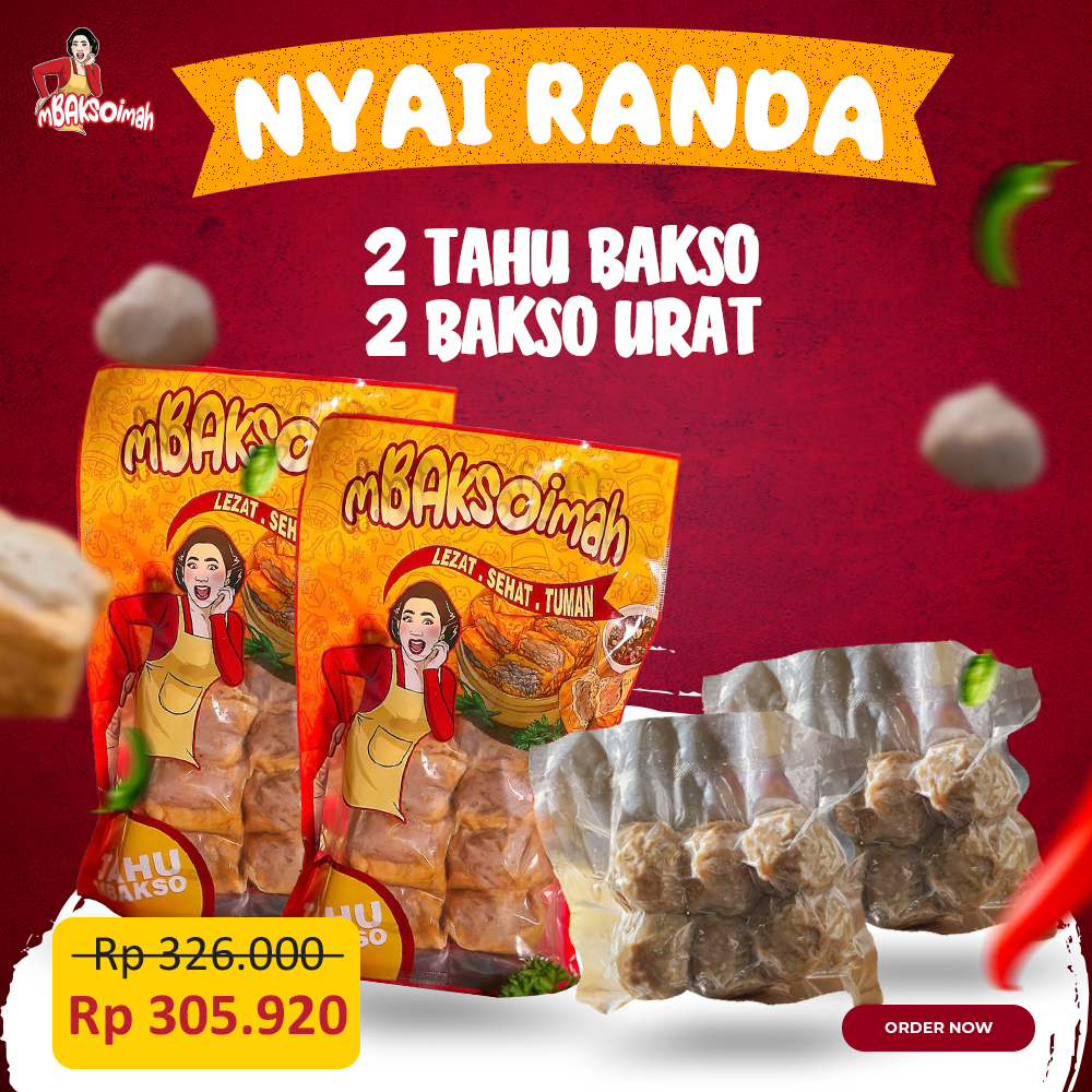 

mBAKSOimah Paket Nyai Randa (2 pack tahu bakso dan 2 pack bakso urat jumbo)