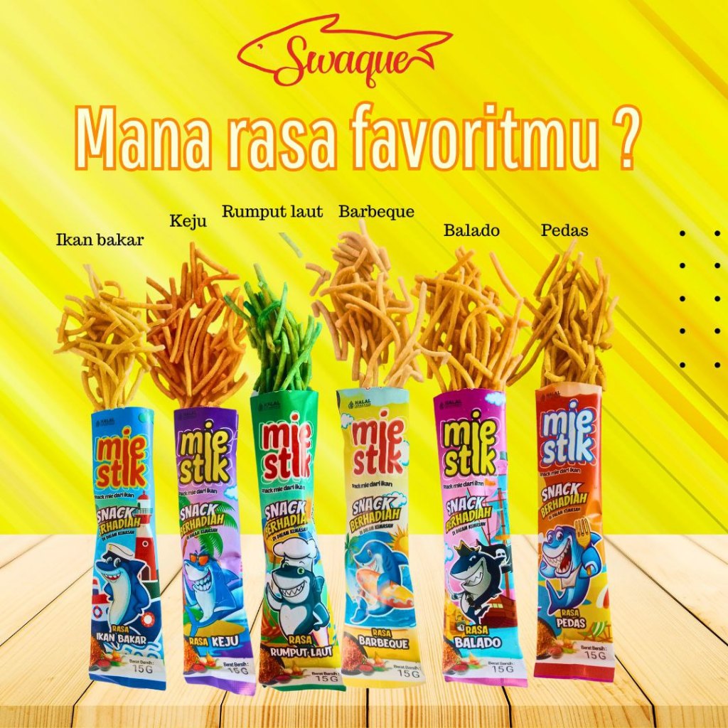 

SWAQUE SNACK IKAN_MIE STICK/DISTRIBUTOR UTAMA/SNACK ANAK_SEHAT/ISI 22pcs