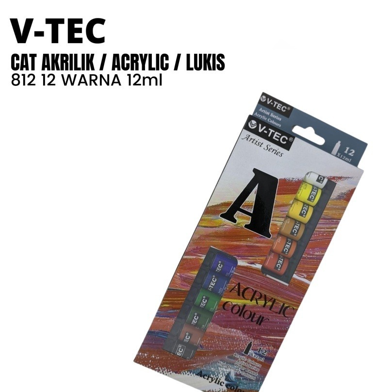 

CAT AKRILIK / ACRYLIC / LUKIS V-TEC 812 12 WARNA 12ml