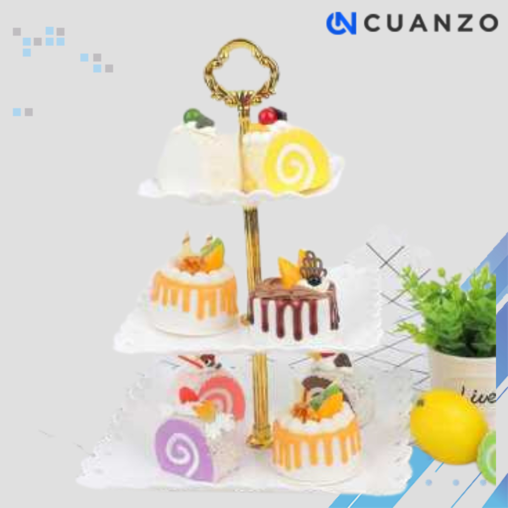 Rak Kue Susun 3 Tingkat Detachable Plate Cake Stand Display / Rak Alas Standing Tingkat Tinggi Pirin
