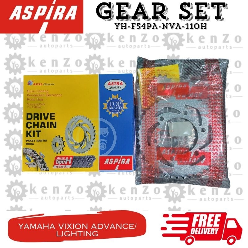 Gir & Rantai Original Aspira Yamaha New Vixion Advance Lightning NVA NVL (Gear Set NVA)