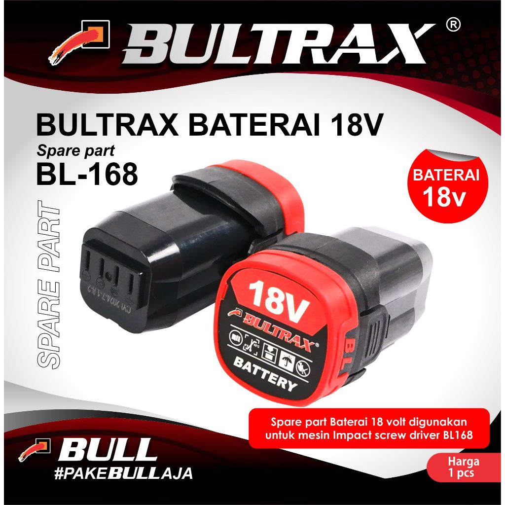 Bultrax sparepart Baterai 18V BL168