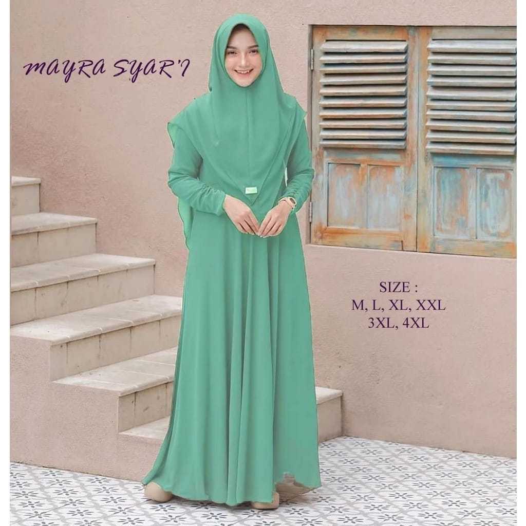 salsabila_cloting Mayra Syar'i Baju Gamis Polos Wanita Terbaru Mayra Gamis Syari Set Khimar kekinian