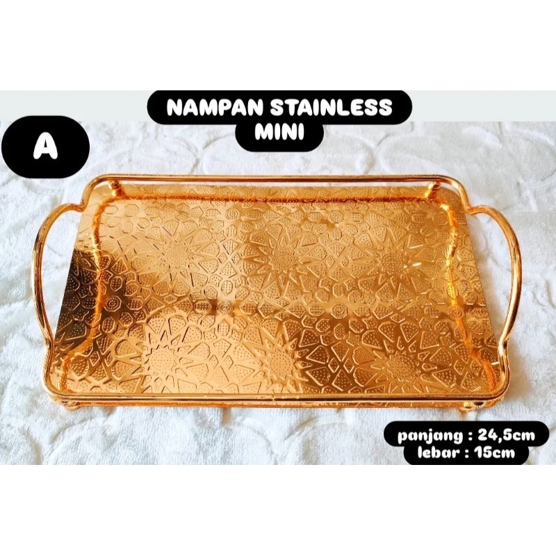 nampan stainless mini gold / talam gold mini untuk sajian makanan