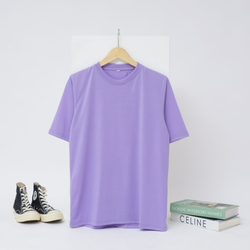 kaos polos unisex lengan pendek warna ungu muda