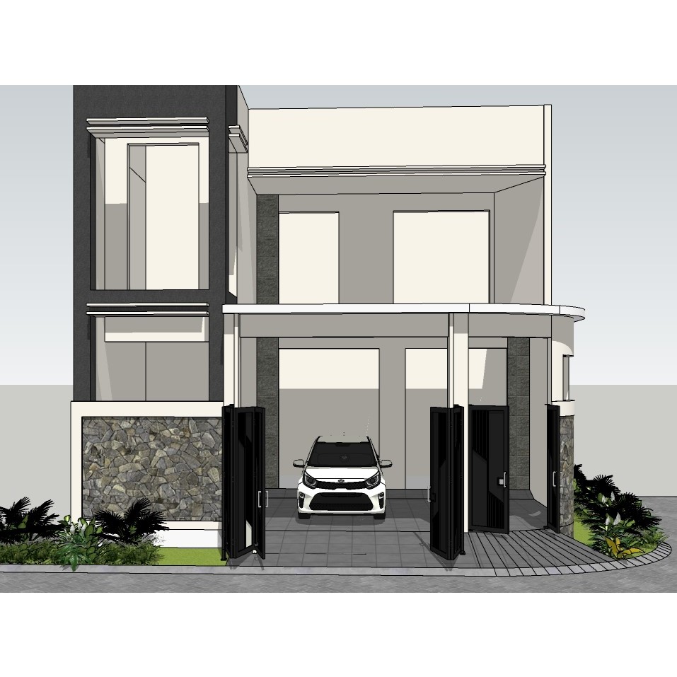 Desain facade rumah 2 lantai dengan konsep minimalist