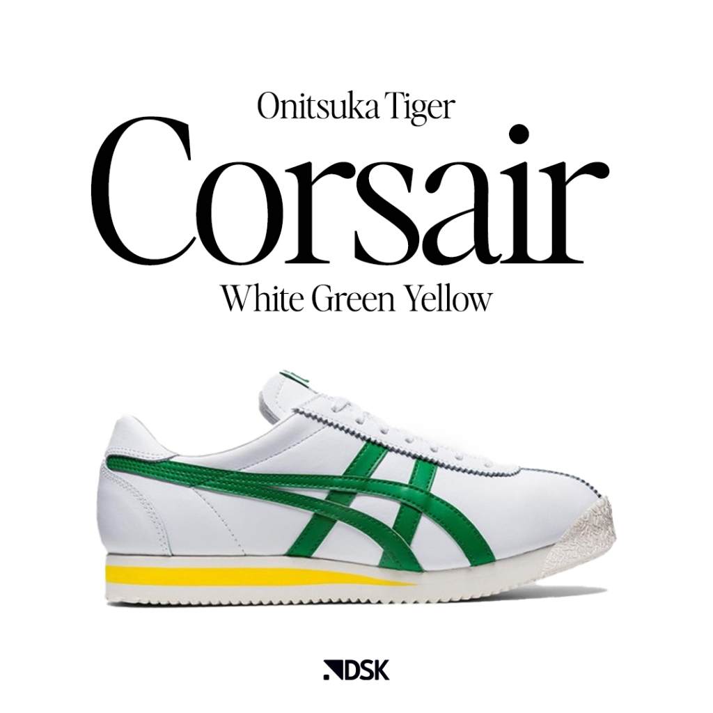 Onitsuka Tiger Corsair White Green Yellow 100% Original Sneakers Casual Pria Wanita Sepatu Ori Murah