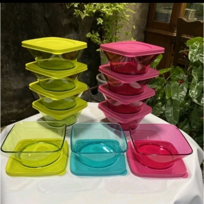 clear bowl square (1) / clear bowl Tupperware / bowl Tupperware /tupperware hijau