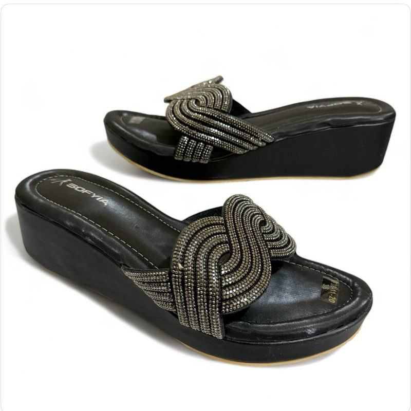SOFIYA SLOP WEDGES GLITTER TINGGI 5cm WEDGES PESTA