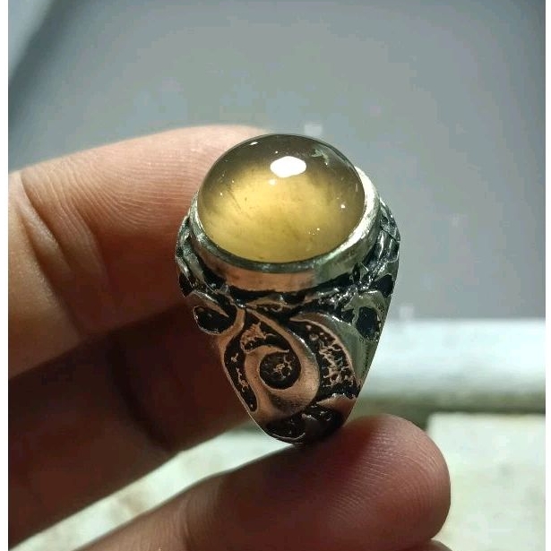 cincin Batu akikl solar padang warna copi natural original Super giwang