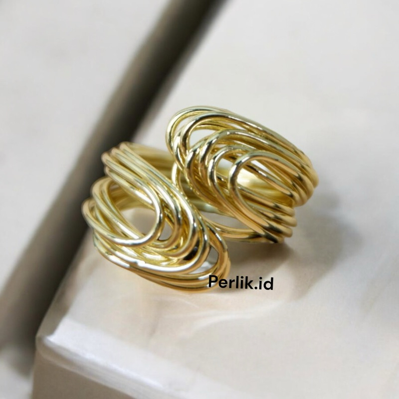 Brea Rings- cincin fashion premium titanium gold LV ore- Anting Titanium Wanita Korea Gold Earrings 
