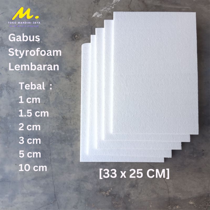 

Gabus / Styrofoam / Sterofoam tebal 1, 1.5, 2, 3, 5, 10 cm Lembaran / Papan [33x25cm] (u/ Lukis, Dekor, Hidroponik, DLL)