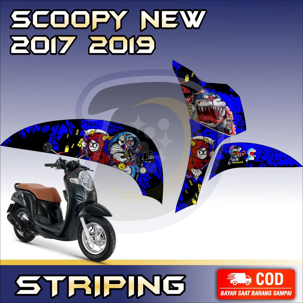 Striping Lis Honda Scoopy 2017 2019 Stiker Variasi Scoopy New Striping Motor Scoopy Doraemon Zombie