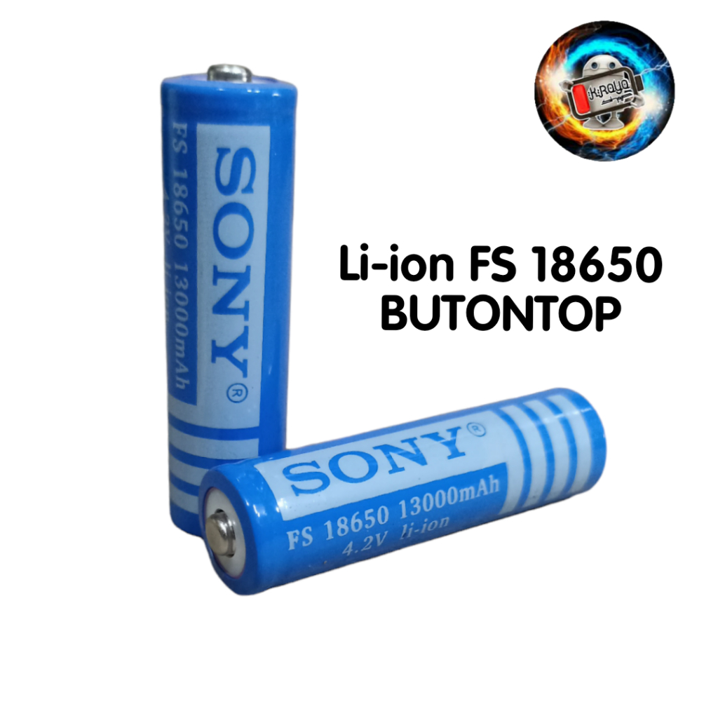 Baterai 18650 Rechargeable/Cas Li-ion 4.2volt-13000mAh Warna Biru Isi 2pcs Butontop