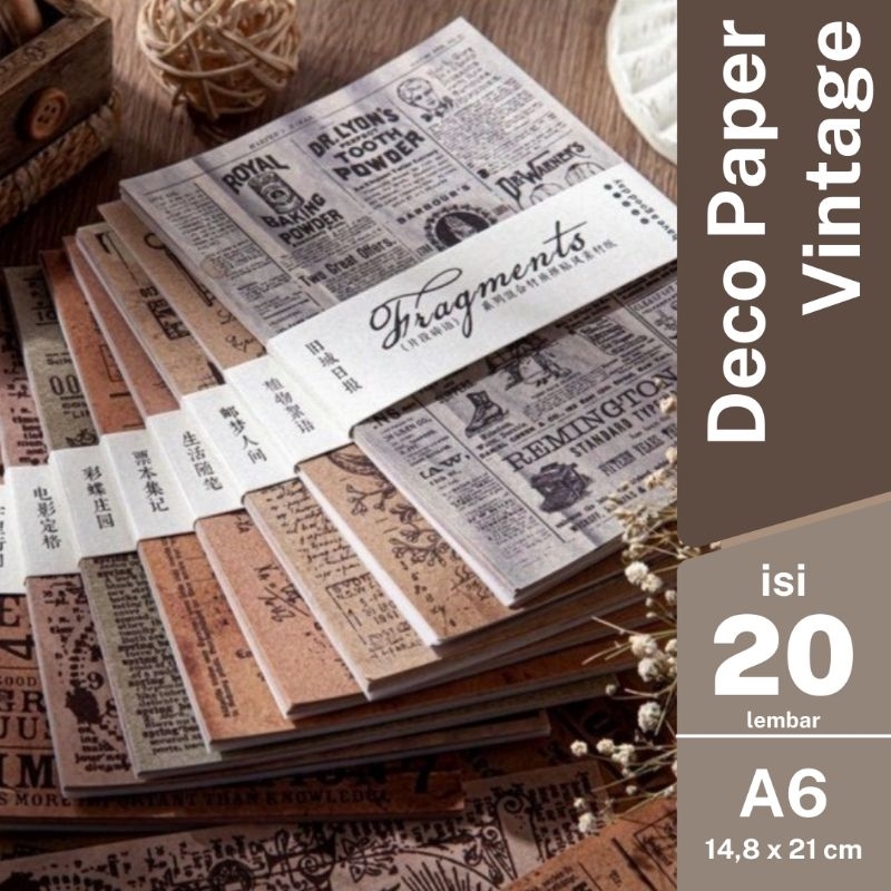 

A6 Deco Paper Vintage / Kertas Kliping Scrapbook Aesthetic