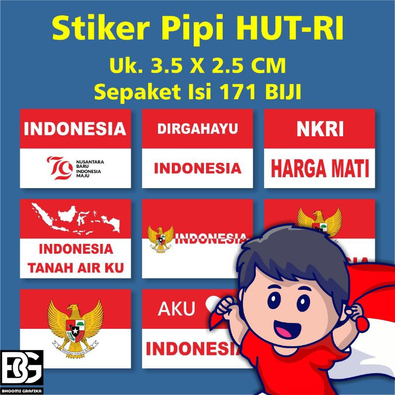 

Stiker Pipi || Stiker HUT RI || Uk 3.5 x 2.5 cm || Dapat 171 Stiker