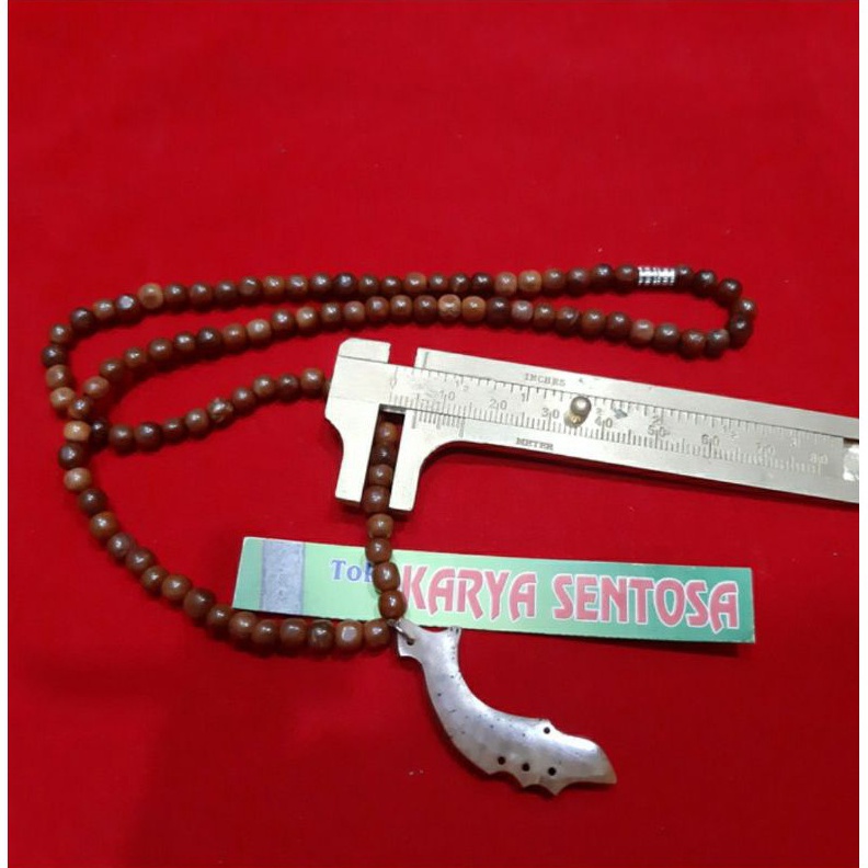 DISKON SPESIAL Kalung Tasbih Kaoka Bandul Kujang Warna Coklat 6mm