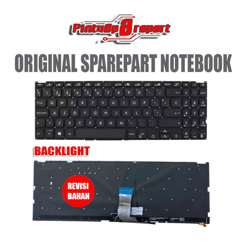 (Genuine Backlight) Keyboard Hitam Black Original Asus VivoBook A509 X509 A509M A509F X509F A509MA A