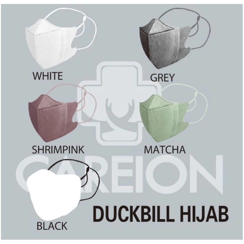 MASKER DUCKBILL HIJAB CAREION 3PLY WARNA WARNI ISI 50 LEMBAR - MASKER HIJAB DUCKBILL MIX WARNA - MAS