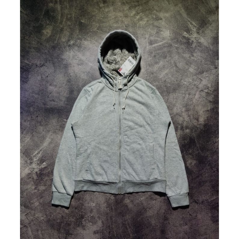 Hoodie Zipper Uniqlo Sherpa Abu