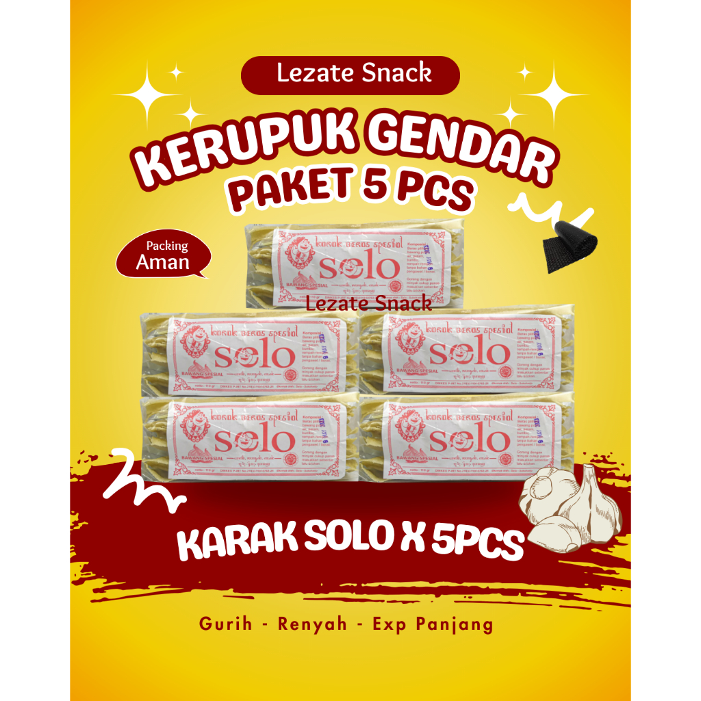 

Paket Kerupuk Gendar Solo Isi 5 Pack Murah Enak Renyah / Krupuk Karak Gendar Puli Mentah Rasa Bawang Karak Valentin Valentine Lezate