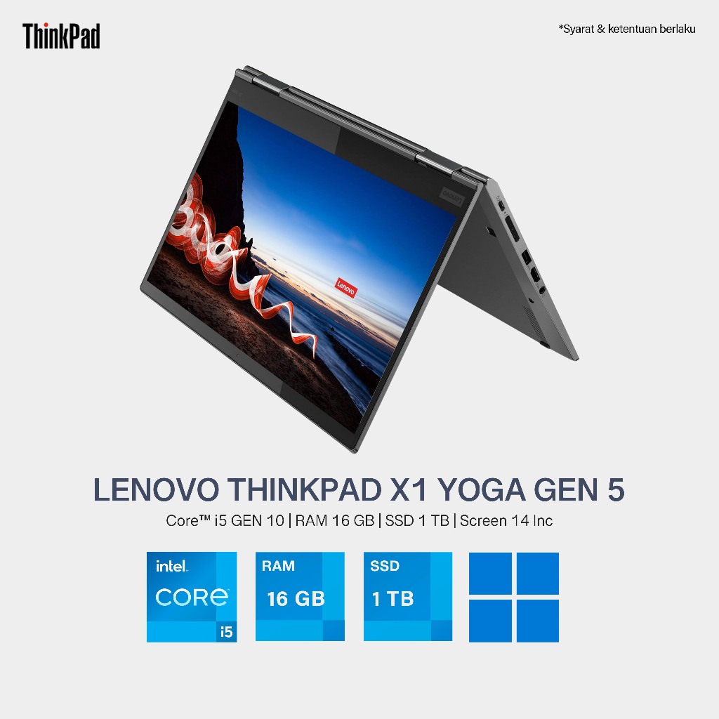 LAPTOP LENOVO THINKPAD X1 YOGA 2 in 1 ( 360 ) Core i5 Gen 10 RAM 16 GB SSD 1 TB LAYAR 14 INC TOUCHSC