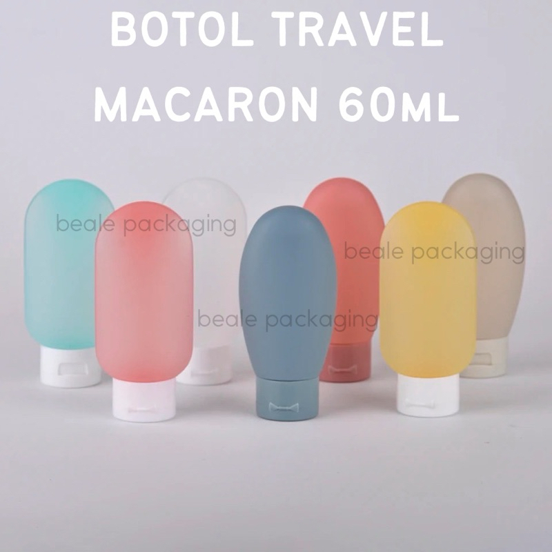 BOTOL TRAVEL KIT MACARON 60ml - Botol Travel Kit Mandi Sticker Face Wash Lotion Shampoo Sabun