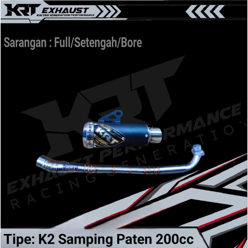 Knalpot Racing KRT K2 Original Samping Paten Anti Bocor Balap Drag Kompetisi 150cc 200cc Bore up Jup