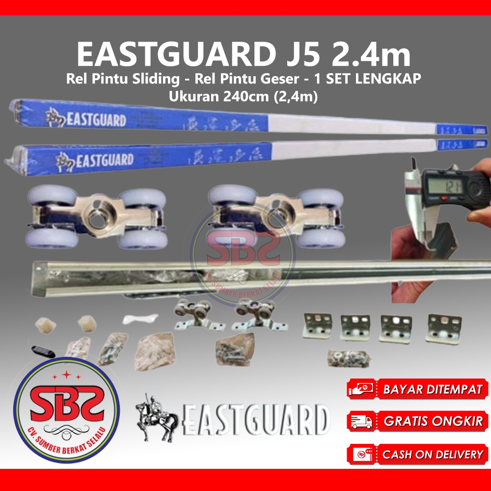 REL SLIDING J5 EASTGUARD - Rel Pintu Dorong - Sliding Rail Galvanis - Sliding Track - Rel Pintu 2.4m